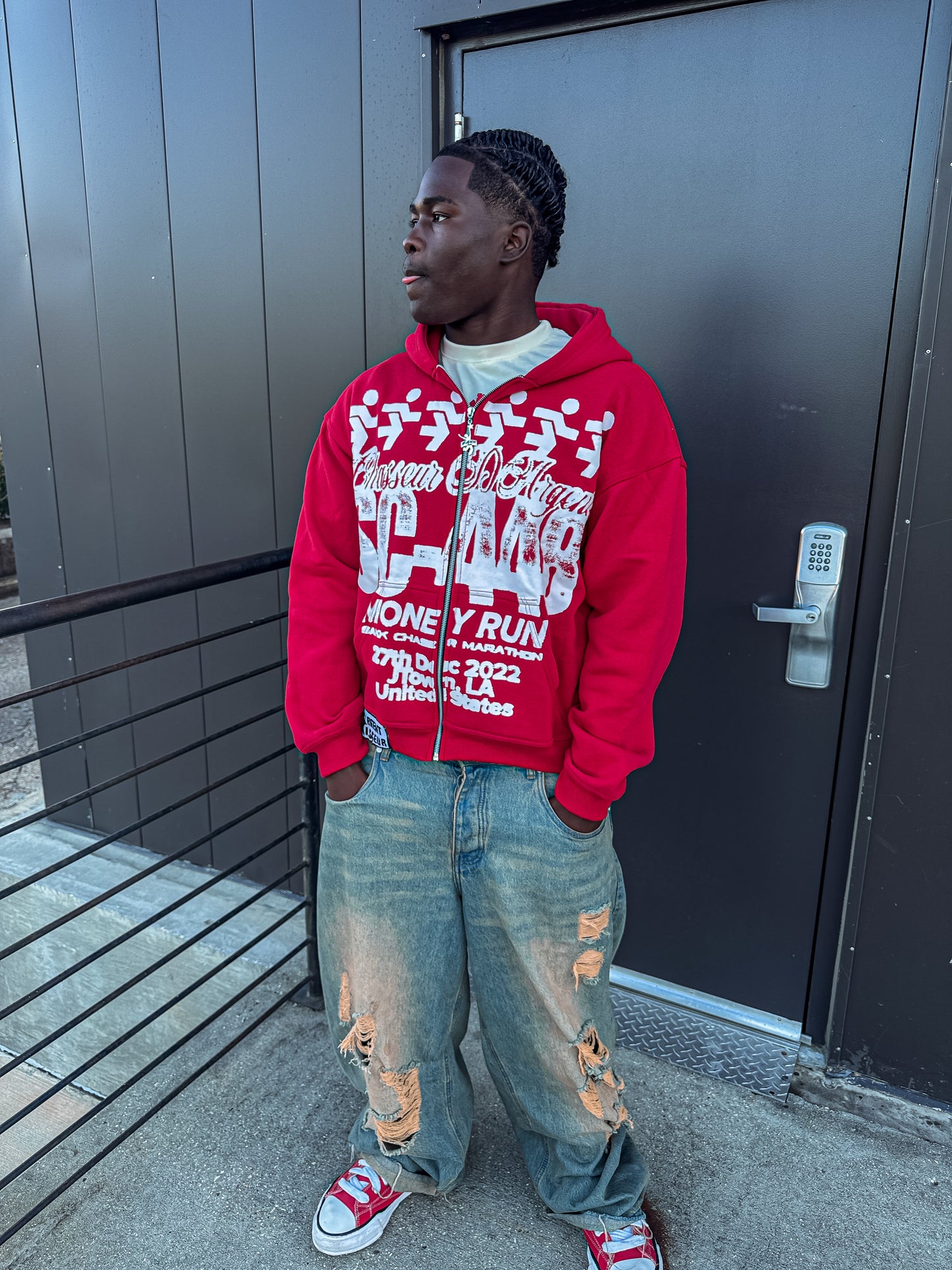 SOLID RED 448 ESSENTIAL ZIP UP