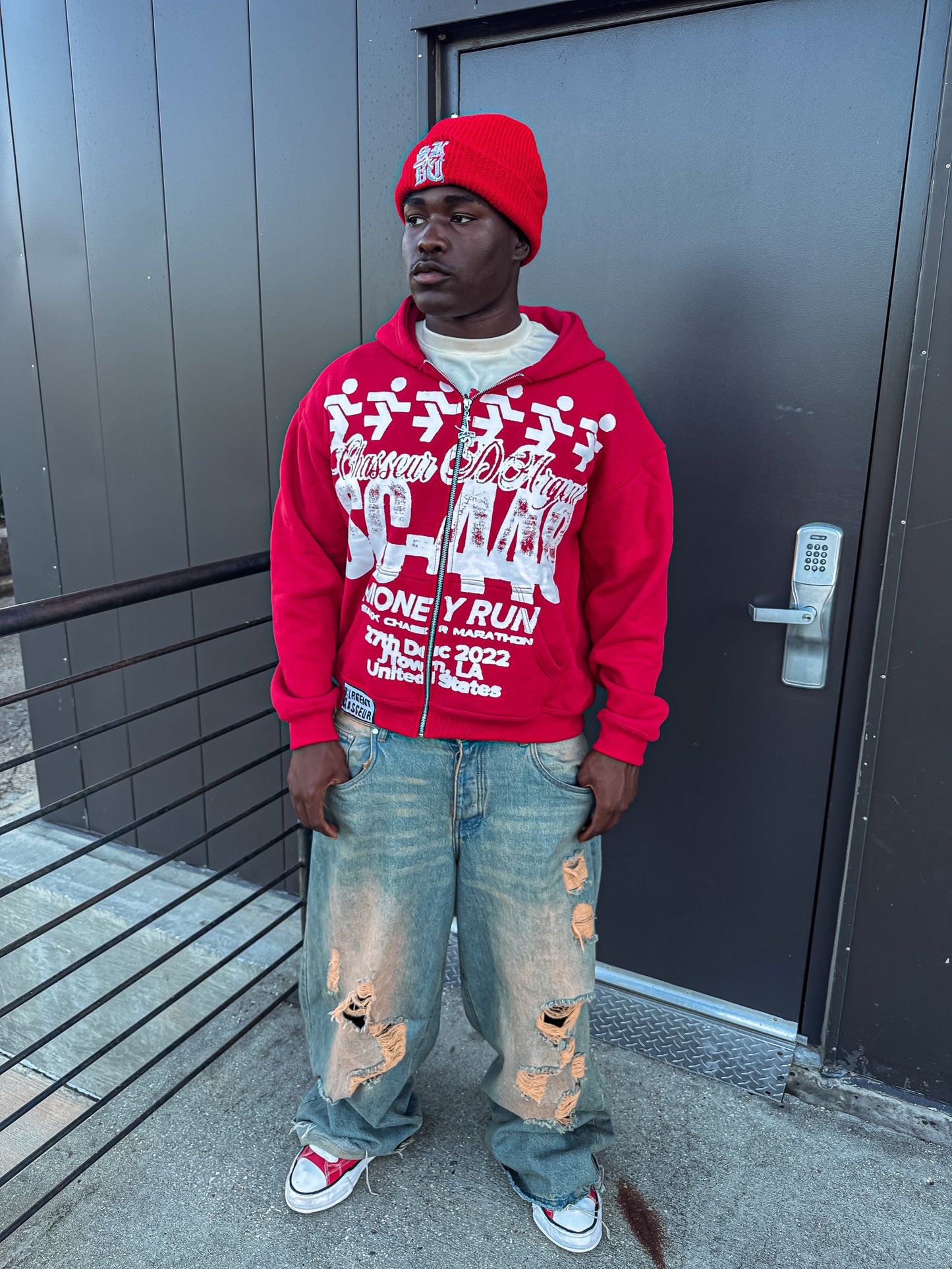 SOLID RED 448 ESSENTIAL ZIP UP