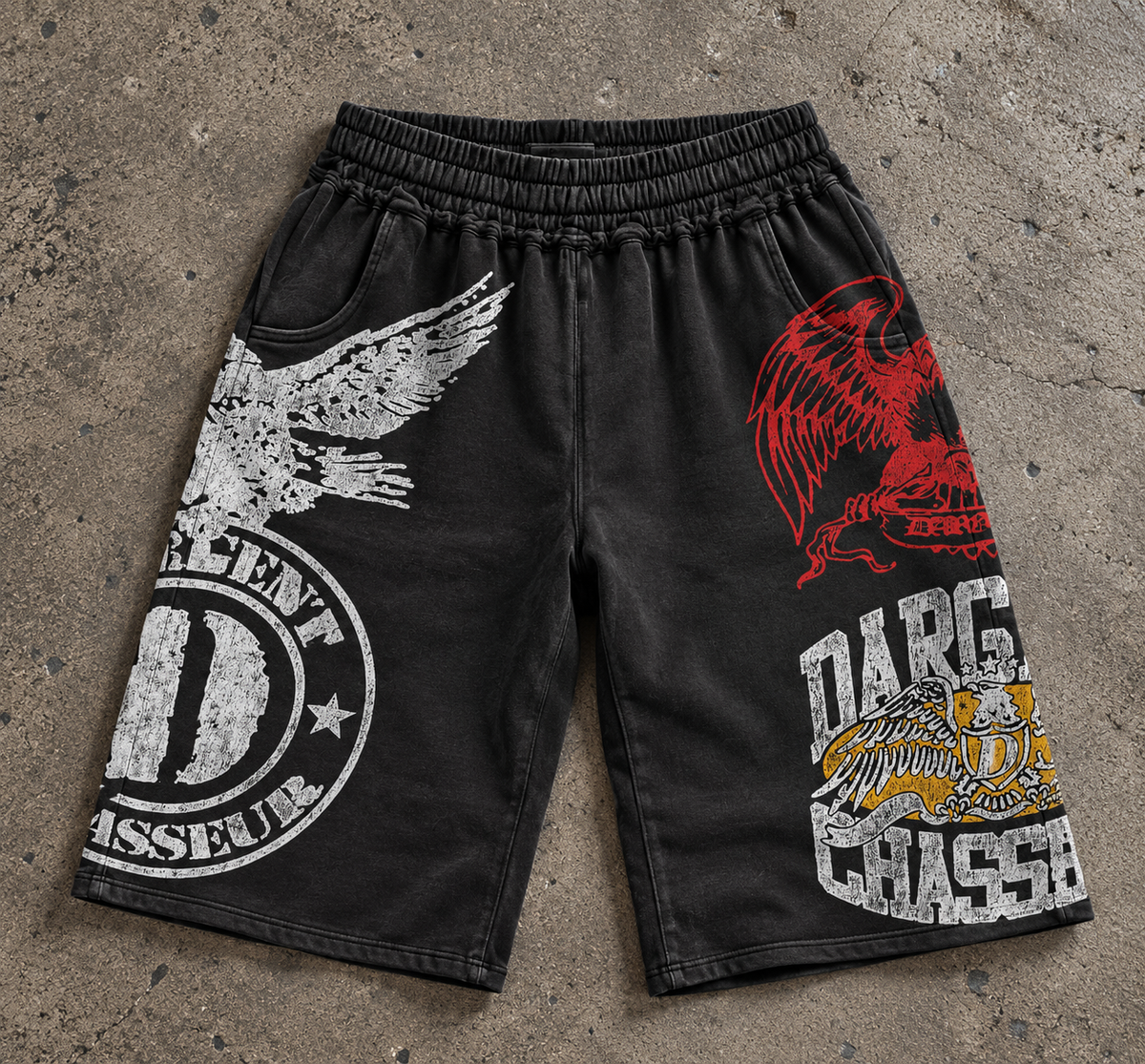 BLACK LET ME FLY 3/4 SHORTS